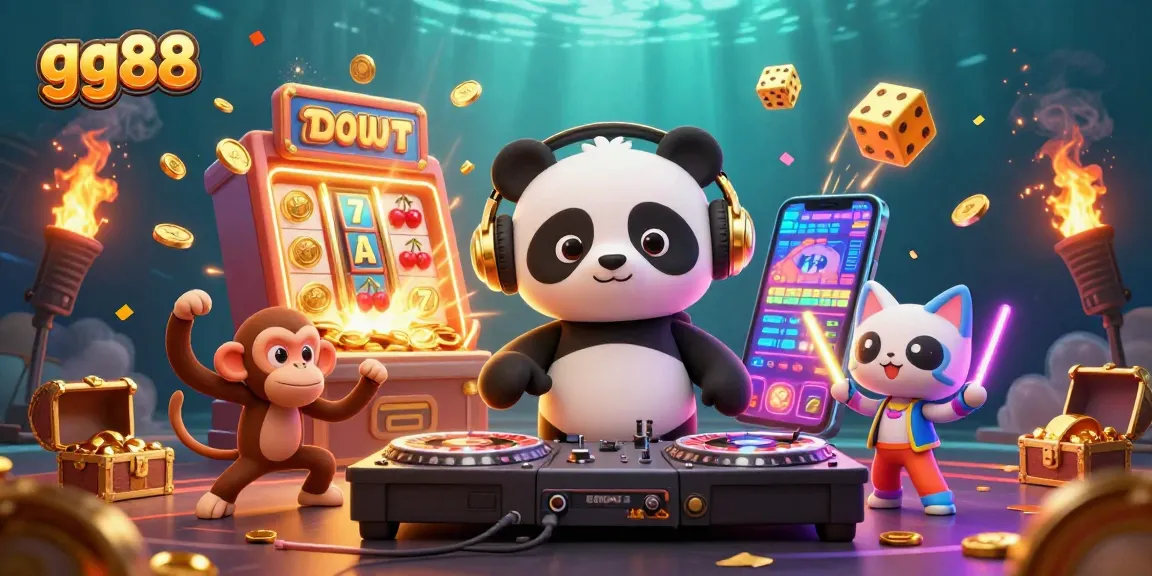 Experience exhilarating wins at gg88 with a 3D cartoon scene showcasing vibrant casino themes.