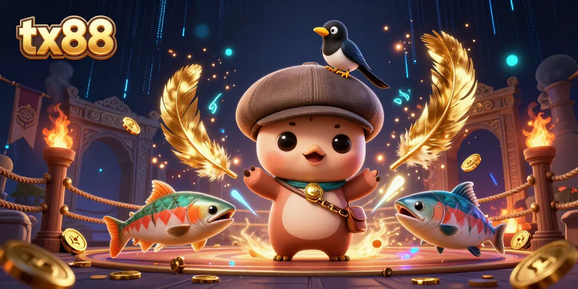 Experience the excitement of tx88 with charming characters in a vibrant, dynamic casino scene.