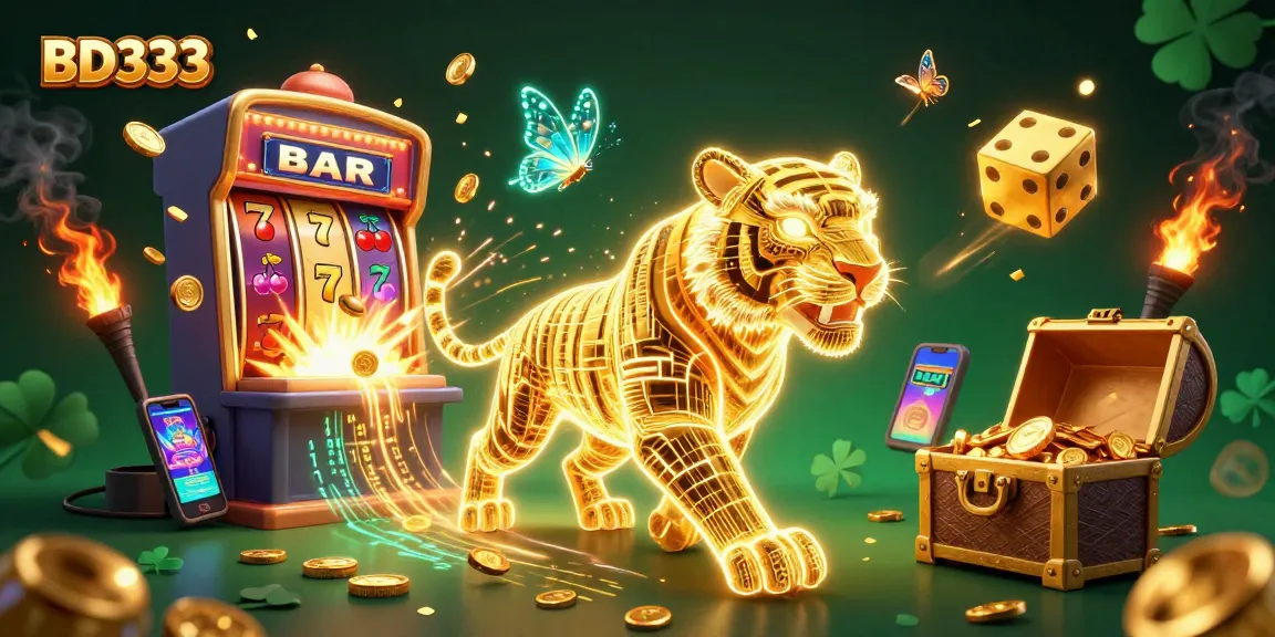 Experience the thrill of BD333's vibrant digital casino with neon characters and interactive game elements.