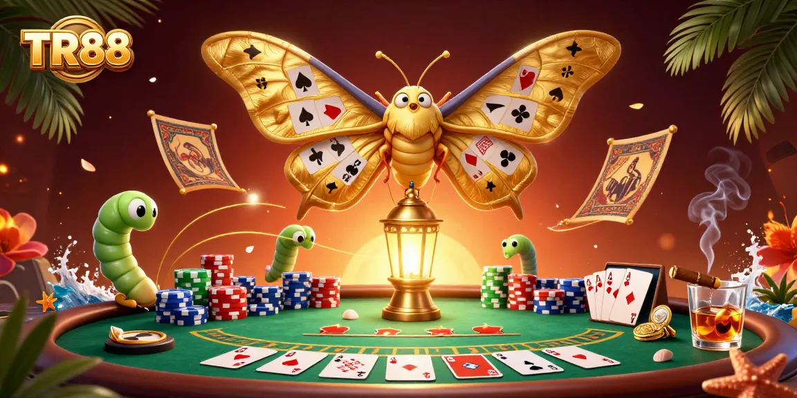 Experience the excitement of TR88 with a vivid casino-themed illustration featuring engaging characters and game elements.