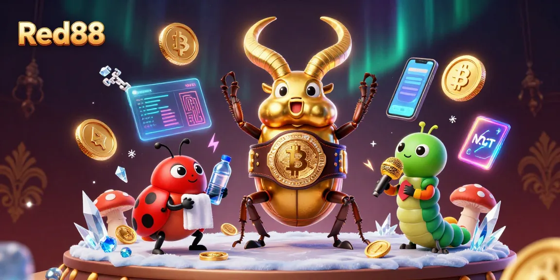 Bet at Red88 and witness an epic boxing match between a giant stag beetle and ladybug coach in an electrifying digital casino.
