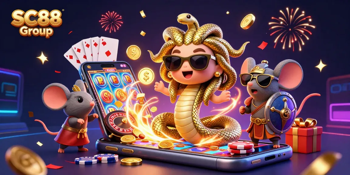 Engage with SC88 Group's vibrant 3D casino universe featuring Medusa and lucky gaming elements.