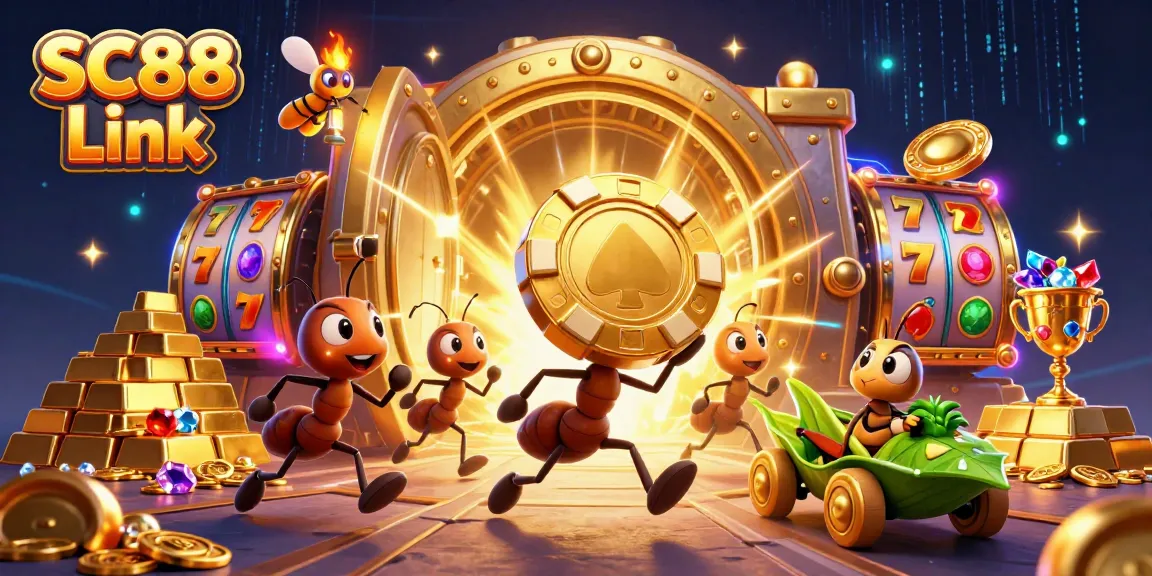 SC88 Link showcases ants' heist through a vibrant casino world filled with treasures.