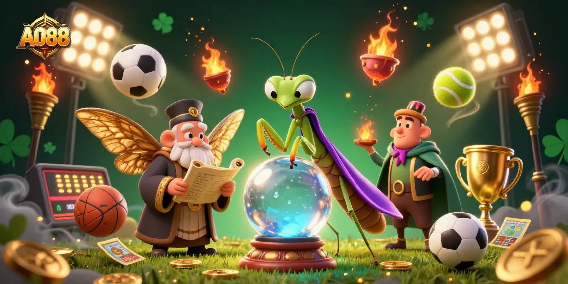 Bet on AO88's dynamic gaming scene with fortune tellers and animated sports elements.