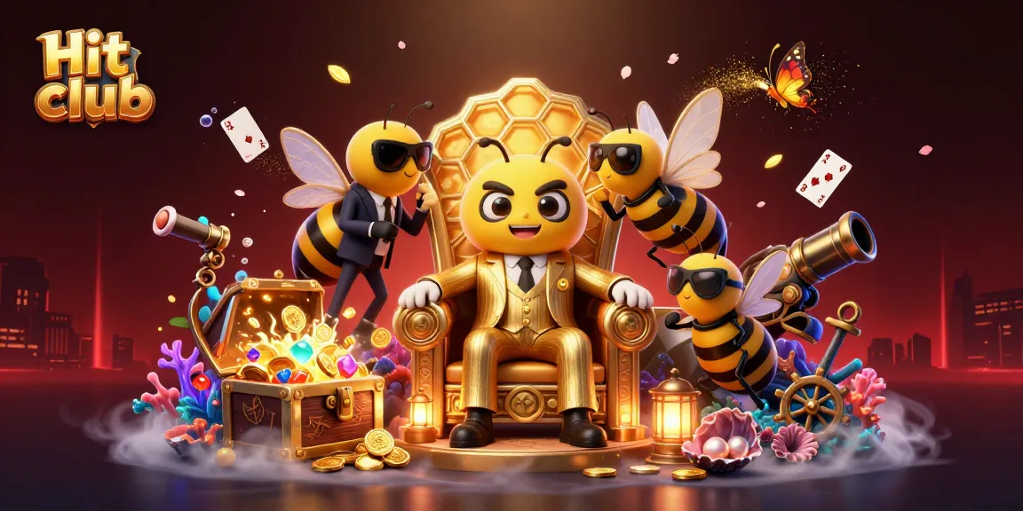 Hit club-themed illustration featuring a bumblebee mob boss in a casino throne room.