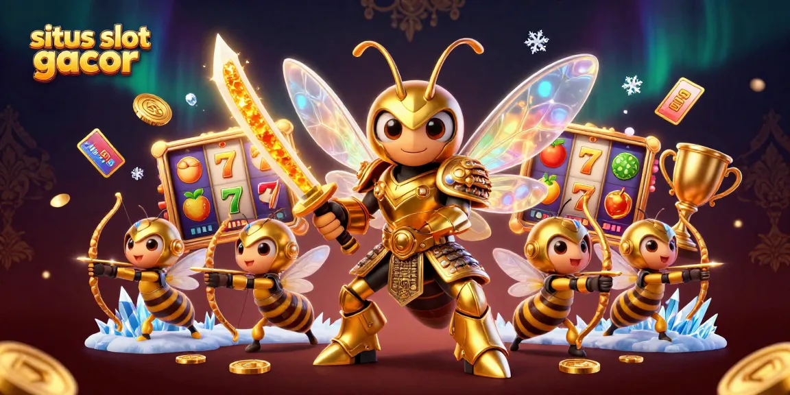 Engage with situs slot gacor through a vibrant, dynamic illustration showcasing winning slots and golden rewards.