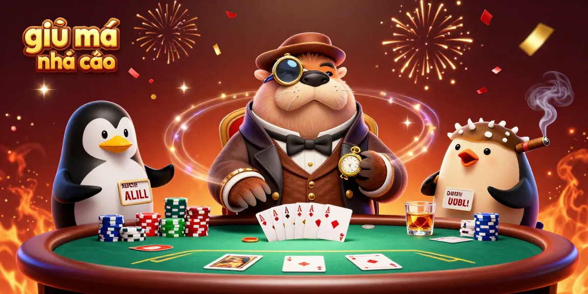 Play poker with the charming walrus and penguin dealer in giải mã nhà cái illustrated scene.